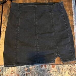 Free People size small Black denim (stretch waist band) skirt.